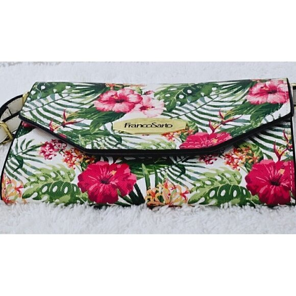 Franco Sarto Floral Crosshatch Texture Faux Leather Mini Crossbody Organizer - Picture 8 of 16